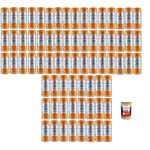 San Pellegrino Alkoholfreie Getränke San Pellegrino Aranciata Zero dosen ohne Zucker 72x 33cl Limonade orange ohne Zucker Original italienisch inkl. Italian Gourmet Polpa 400g 8002270416897