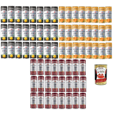 San Pellegrino Testpaket, Chinotto zero, Cocktail zero, aranciata zero, Erfrischungsgetränk Ingwer Zero dosen ohne Zucker 72x 33 cl Aperitivo Softdrink ohne Alkohol ohne Zucker italienisch Original