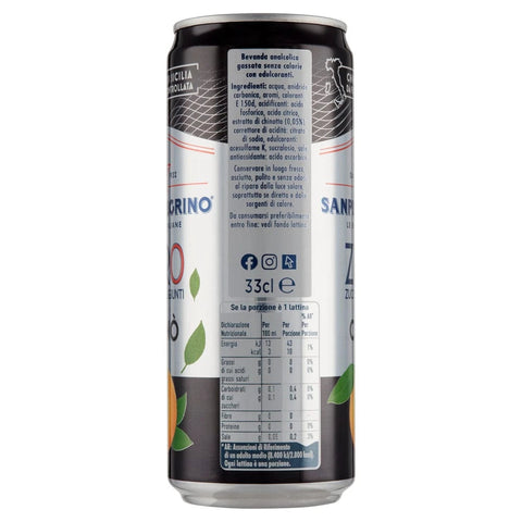 San Pellegrino Chinotto Zero dosen ohne Zucker Limonade orange with no added sugar 72x 33cl italienisch Original