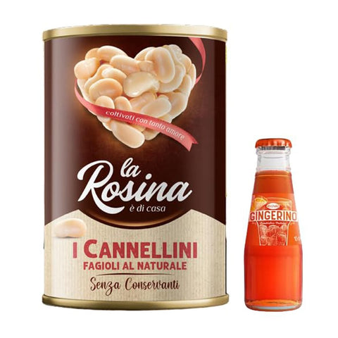 Sanpellegrino Konserven & Eingelegtes Sanpellegrino La Rosina Bohnen Cannellini mit natürlichem Geschmack, Hülsenfrüchte in Dosen 400 g + 1 x Recoaro italienischer Aperitivo 10 cl italienisch Original 8008720003136