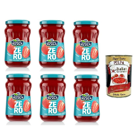 Santa Rosa Koch- & Backzutaten Santa Rosa ZERO, Confettura di Fragole zero zuccheri aggiunti Erdbeermarmelade ohne Zuckerzusatz 6x300gr Original italienisch inkl. Italian Gourmet Polpa 400g 8006040660145