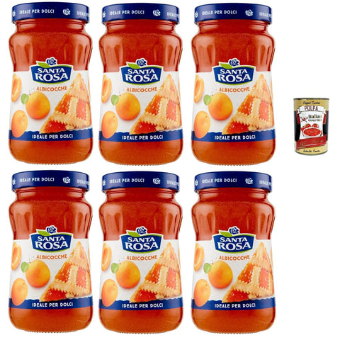 Santa Rosa Konfitüren Santa Rosa Confettura di Albicocca, Aprikose marmelade Brotaufstrich, apricot jam, ideal für Desserts und Kuchen 6x 600g Original italienisch inkl. Italian Gourmet Polpa 400g 8032804040014