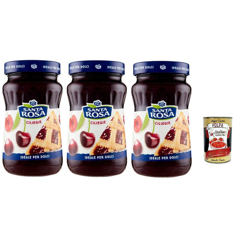 Santa Rosa Konfitüren Santa Rosa Confettura di Ciliegie, Kirschen marmelade, Cherries jam, ideal für Desserts und Kuchen 3x 600g Original italienisch inkl. Italian Gourmet Polpa 400g 8032804040014