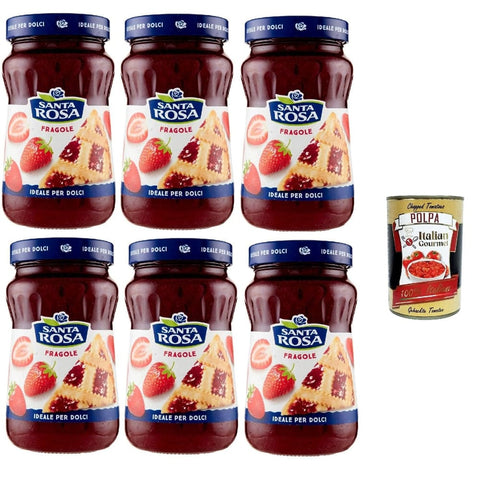 Santa Rosa Konfitüren Santa Rosa Confettura di Fragole, Erdbeeren marmelade, Strawberries jam, ideal für Desserts und Kuchen 6x 600g Original italienisch inkl. Italian Gourmet Polpa 400g 8032804040014
