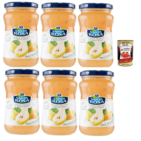 Santa Rosa Confettura di Pere Williams Birne marmelade Brotaufstrich Pear jam ideal für Desserts und Kuchen 6x350 g italienisch Original Gebäck + kostenlos polpa