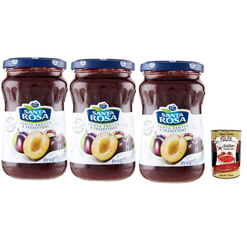 Santa Rosa Konfitüren Santa Rosa Confettura di Prugne, Pflaume marmelade Brotaufstrich, plum jam, ideal für Desserts und Kuchen 3x 350g Original italienisch inkl. Italian Gourmet Polpa 400g 8000810101944