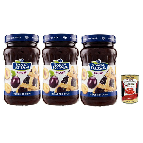 Santa Rosa Konfitüren Santa Rosa Confettura di Prugne, Pflaume marmelade Brotaufstrich, plum jam, ideal für Desserts und Kuchen 3x 600 g italienisch Original 8032804040014