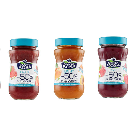 Testpaket Santa Rosa Light Fragole Lampone Albicocca Erdbeeren Himbeere Aprikose Marmelade Konfitüre -50% Zucker 3x260 g italienisch Original