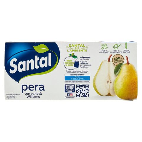 Santal Fruchtsäfte 8x Santal pera con varietà Williams Getränk aus Birnenpüree und Saft aus Konzentrat, mit Vitaminen 3 x 200 ml 8002580300046