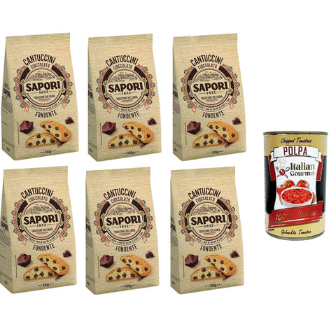Sapori Cantuccini con Gocce di Cioccolato Fondente Cantuccini mit dunklen Schokoladenstückchen 6x 100gr italienisch Original