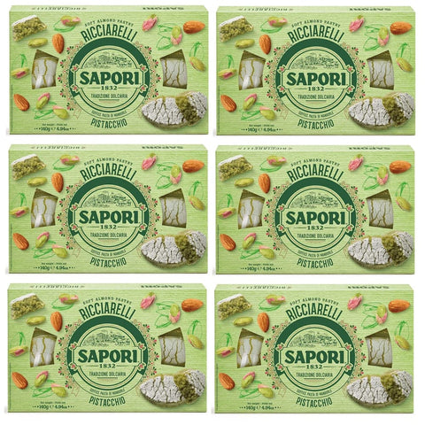 Sapori Kategorien Sapori Ricciarelli al Pistacchio Mandelpaste Pistazien Mandel Paste Weihnachtsspezialitäten 6x 200g italienisch Original 8002590079734
