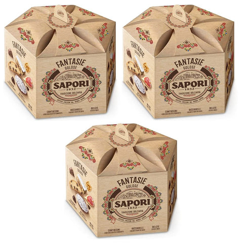 Sapori Kekse Sapori Fantasie Golose Reiche Auswahl an Backwaren Italienische Weihnachtsspezialitäten Packung 367 g 3x italienisch Original Kekse 8002590073084