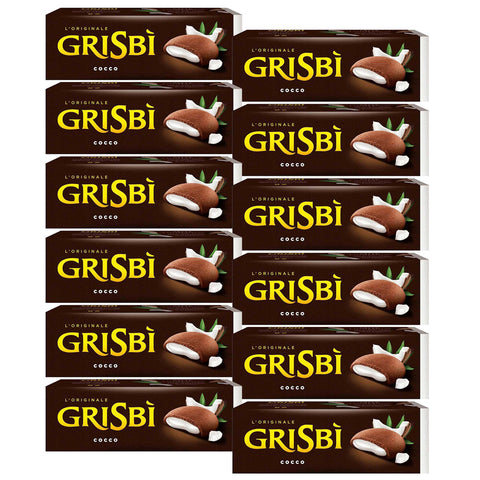 Matilde Vicenzi Grisbi Cocco Italienische Biskuits mit Kokosnussfüllung 150 g x 12 Pakete Kekse italienisch Original