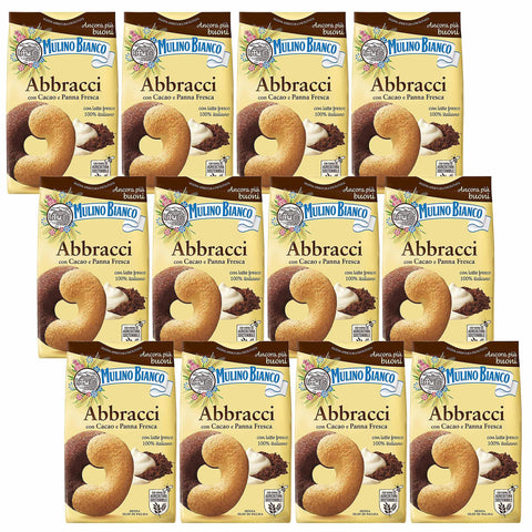 Mulino Bianco Abbracci knusprige italienische Kekse mit Butter und Kakaogeschmack x 12 pakete 1x350g Original italienisch