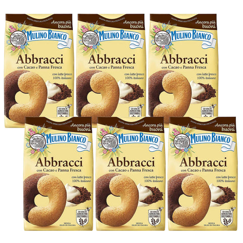 Mulino Bianco Abbracci knusprige italienische Kekse mit Butter und Kakaogeschmack x 6 pakete 1x350g Original italienisch