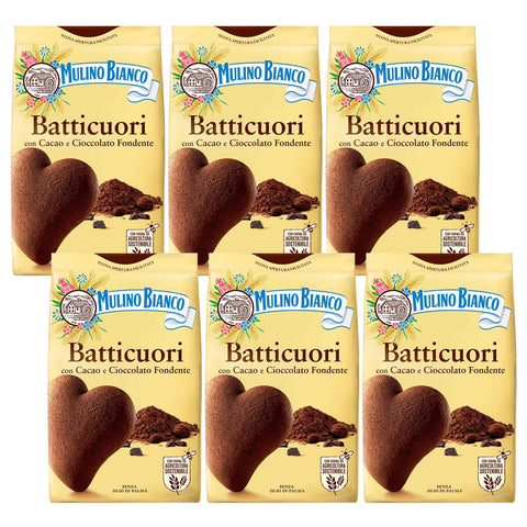MULINO BIANCO Batticuori Italienisches Mürbegebäck Kakao Kekse 350 g x 6 pakete (Batticuori, x6) Original