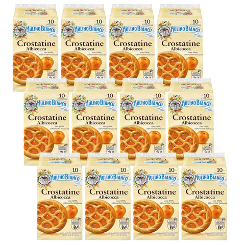 Mulino Bianco Crostatine Albicocca Italienisches Gebäck, Mini Aprikosentörtchen x 12 Pakete 1x400g Original italienisch Kekse