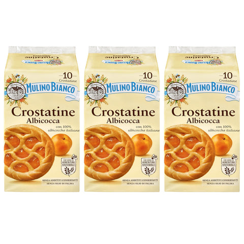 Mulino Bianco Crostatine Albicocca Italienisches Gebäck, Mini Aprikosentörtchen 400 g x 3 Pakete (Aprikose, x3) italienisch Original