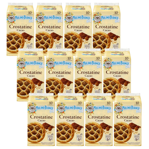 Mulino Bianco Crostatine Cacao - Italienische Kekse, Mini-Törtchen mit Kakaocreme und Haselnüssen 400g x 12 Pakete (Cacao, x12) Original italienisch