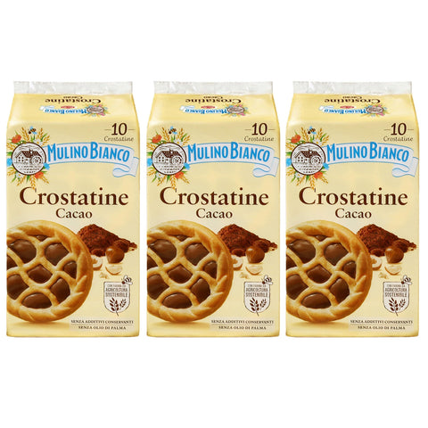 Mulino Bianco Crostatine Cacao Italienische Kekse, Mini Törtchen mit Kakaocreme und Haselnüssen 400 g x 3 Pakete (Cacao, x3) italienisch Original