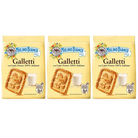 Mulino Bianco Galletti - Mürbeteigkekse mit Zucker x 3 Pakete 350g Original italienisch