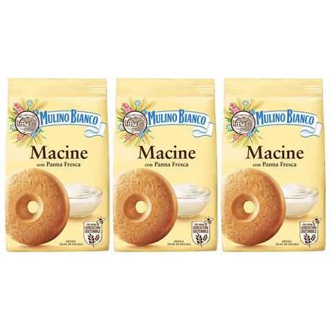 Mulino Bianco Macine Italienische Mürbeteigkekse mit Sahnegeschmack x 3 Pakete 1x350g Original italienisch