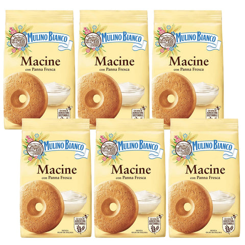 Mulino Bianco Macine Italienische Mürbeteigkekse mit Sahnegeschmack x 6 Pakete 1x350g Original italienisch