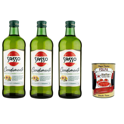 Sasso Öl Sasso Condimento Ideale per Condire e Cucinare Gewürz, ideal zum Würzen und Kochen, 3x1 lt Öl italienisch Original 8032804040014