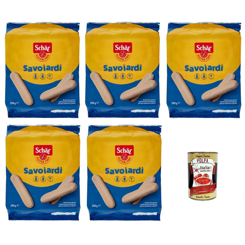 Schar Schär Savoiardi Gluten Free Glutenfreie Kekse 5x200 g italienisch Original + kostenlos polpa 400 g