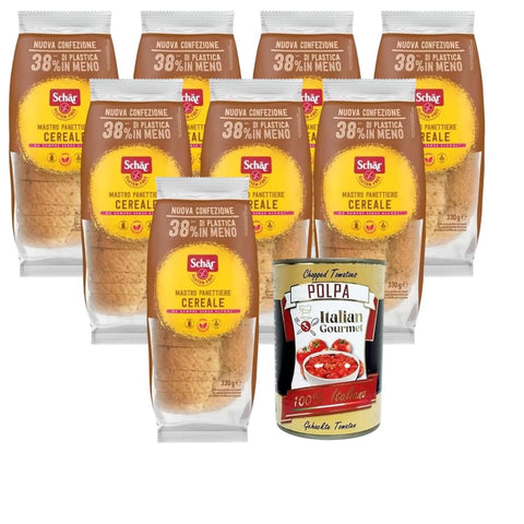 Schar Chips Schar Mastro Panettiere Cereale Glutenfreies Brot Schnittbrot mit 7 Saaten und Getreide 8x330g + Italian Gourmet polpa 400g 8008698027424