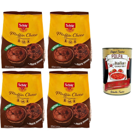 Schar Cupcakes Schar Muffin Choco Glutenfreie Kuchen mit Schokolade und Kakao speziell für Menschen mit Glutenunverträglichkeit 4x225gr italienisch Original 8008698040447