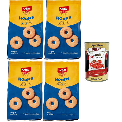 Schar Schär Hoops biscotti senza glutine Hoops Kekse mit Honig glutenfrei 4x200gr italienisch Original