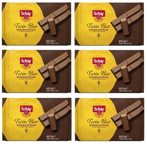 Schar Schär Twin Bar Glutenfreie Waffeln mit Milchschokoladenüberzug ( 3x21 ) 64 5 g 5 g 6x italienisch Original Riegel