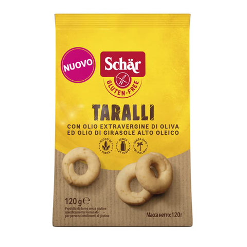 Schar Gluten Free Taralli mit Nativem Olivenöl Extra und Sonnenblumenöl Salziger Snack Glutenfrei 120 g Beutel Perfekter Aperitif Snack italienisch Original
