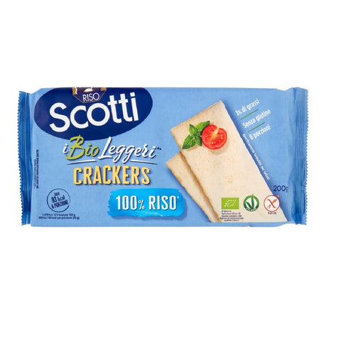 Scotti Riso Scotti Crackers Bio Cracker 100% Reis Glutenfrei nur 1% Fett Packung à jede Packung enthält 8 Einzelportionen 200 g 3x italienisch Original + kostenlos
