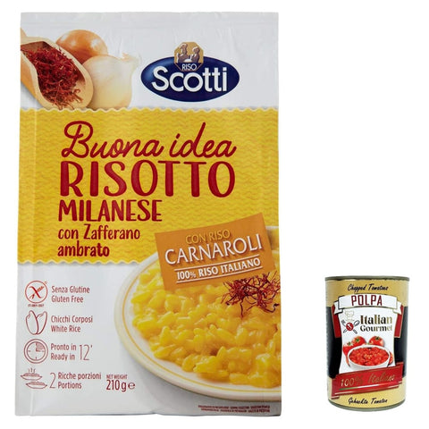 Scotti Fertiggerichte Scotti Riso Scotti Risotto alla Milanese Carnaroli Reis mit Amber Safran Gluten frei 10x 210 g italienisch Original 8001860257810