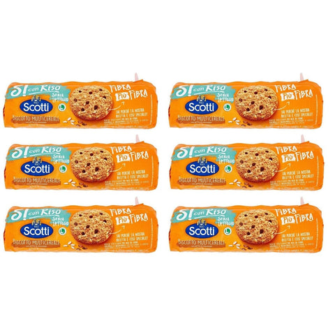 Scotti Kekse Scotti Riso Scotti Si con Riso Biscotto Multicereale Mehrkorn Kekse mit Schokoladenstückchen Laktosefrei Milcheiweißfrei 6x 250g italienisch Original 8001860186882