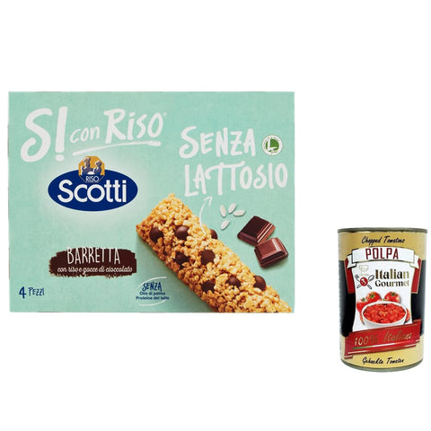 Scotti Müsliriegel Scotti Si con Riso Müsliriegel mit Reis und Schokoladenstückchen laktosefrei Snacks ohne Palmöl 4 Riegel 3x italienisch Original 8001860209987