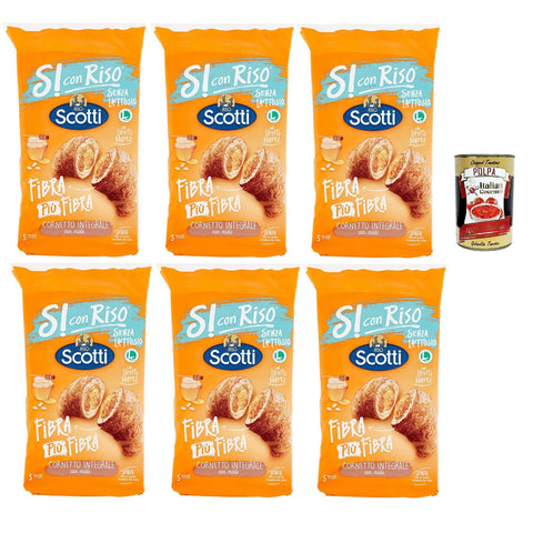Riso Scotti Si con Riso Cornetti Senza Lattosio Fibra Più Fibra, Croissant mit vollem Mehl mit Honig, Laktose ohne Palmöl, mit Mutterhefe 6x250 g italienisch