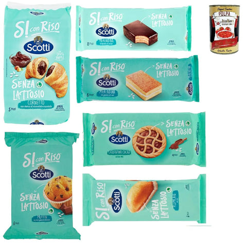 Scotti Snack Kuchen & Backwaren Scotti Riso Scotti Si con Riso Merendine Testpaket Laktosefreie Croissants Muffin Plumcake Crostatine Kuchen Laktosefreie süßer italienisch Original 8001860189944