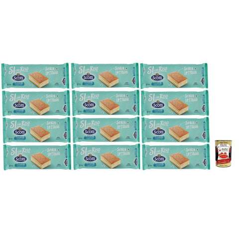 Scotti Si con Riso - Merendine con Farina di Riso - kuchen mit Reismehl Laktose -freie Süße Palmöl ohne 12x200 g italienisch Original Gebäck + kostenlos polpa 400
