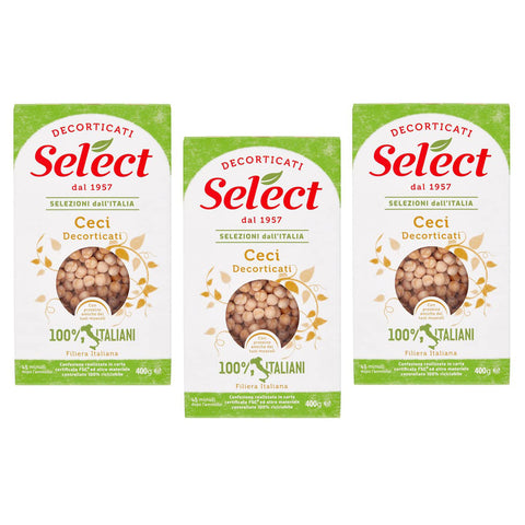 Select Ceci Decorticati Geschälte Kichererbsen 100% Italienische Hülsenfrüchte Papier Verpackung von 400 g 3x italienisch Original Gemüsekonserve