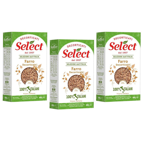 Select Gemüse Select Farro Decorticato Geschälter Dinkel 100% Italienische Hülsenfrüchte Papier Verpackung von 400 g 3x italienisch Original Gemüsekonserve 8006280120072