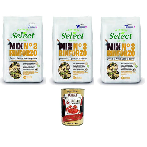 Select MIX N.3 RINFORZO Quelle für Magnesium und Eisen 3x300 g italienisch Original Pastasauce + kostenlos polpa 400 g