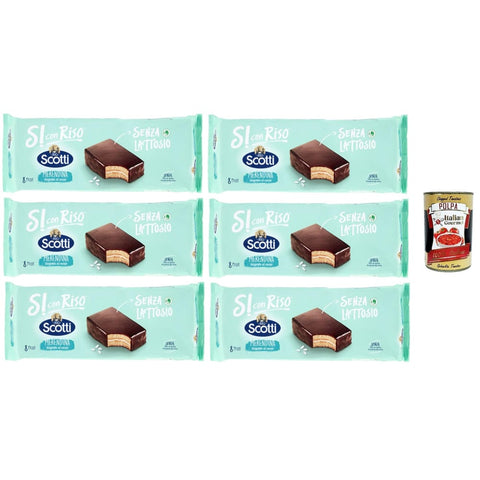 Si con Riso Snack Kuchen & Backwaren Si con Riso Merendina Ricoperta con Cioccolato, Kuchen mit Schokolade bedeckt, Laktose -freie Süße Snacks, Palmöl ohne, 6x 264g Original italienisch inkl. Italian Gourmet Polpa 400g 8032804040014