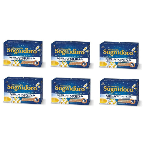 Star Sogni d'Oro La Camomilla Solubile con Melatonina Lösliche Kamille mit Melatonin 6x16 Beutel Original italienisch