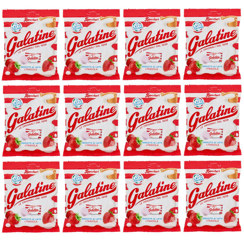 Sperlari 12er Pack Sperlari Galatine Tavolette al Latte e Fragola Milch und Erdbeer Bonbons Beutel 115g italienisch Original