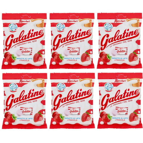 Sperlari Frucht- & Kräuterbonbons Sperlari 6er Pack Sperlari Galatine Tavolette al Latte e Fragola Milch und Erdbeer Bonbons Beutel 115g italienisch Original 8013399142659