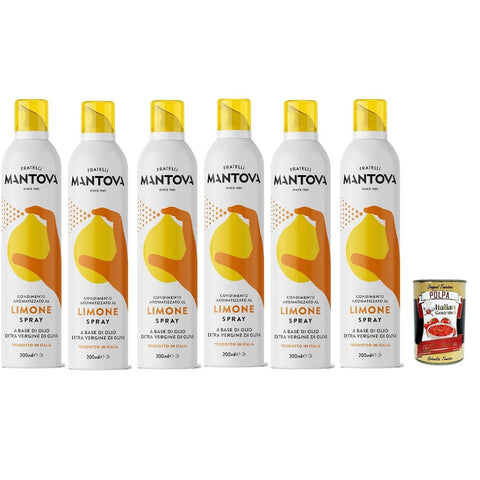 SPRAYLEGGERO Oliven SPRAYLEGGERO Natives Olivenöl Extra Aromatisiert mit Zitrone 6x 200 ml - durch die Praktische Sprühflasche Können Sie bis zu 90% des Öls Einsparen Original italienisch inkl. Italian Gourmet Polpa 400g 8032804040014