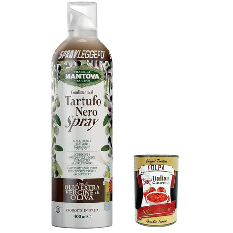 SPRAYLEGGERO Saucen & Marinaden SPRAYLEGGERO Tartufo Schwarze Sprühtrüffel in extra jungfräulichem Olivenöl 400 ml - italienisches Sprayöl - 100% natürliches, leicht, 100% einfach 6x Original italienisch inkl. Italian Gourmet Polpa 400g 8006830990322